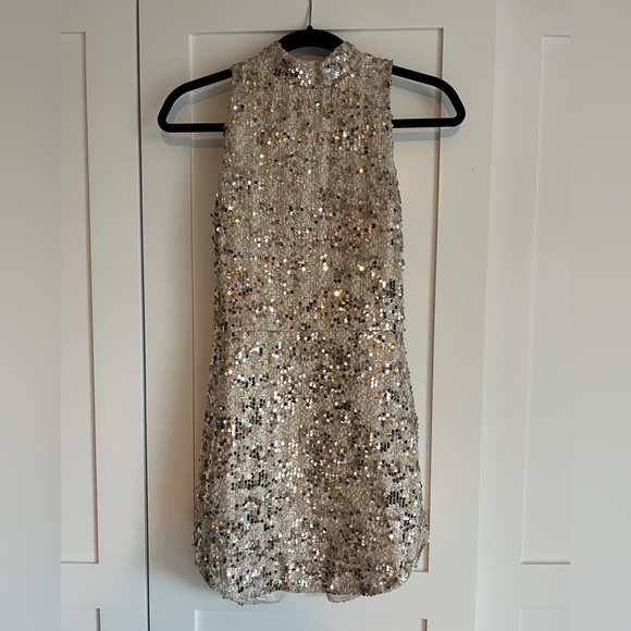 Amanda Uprichard Marshall Mini Dress in Gold - Picture 2 of 3